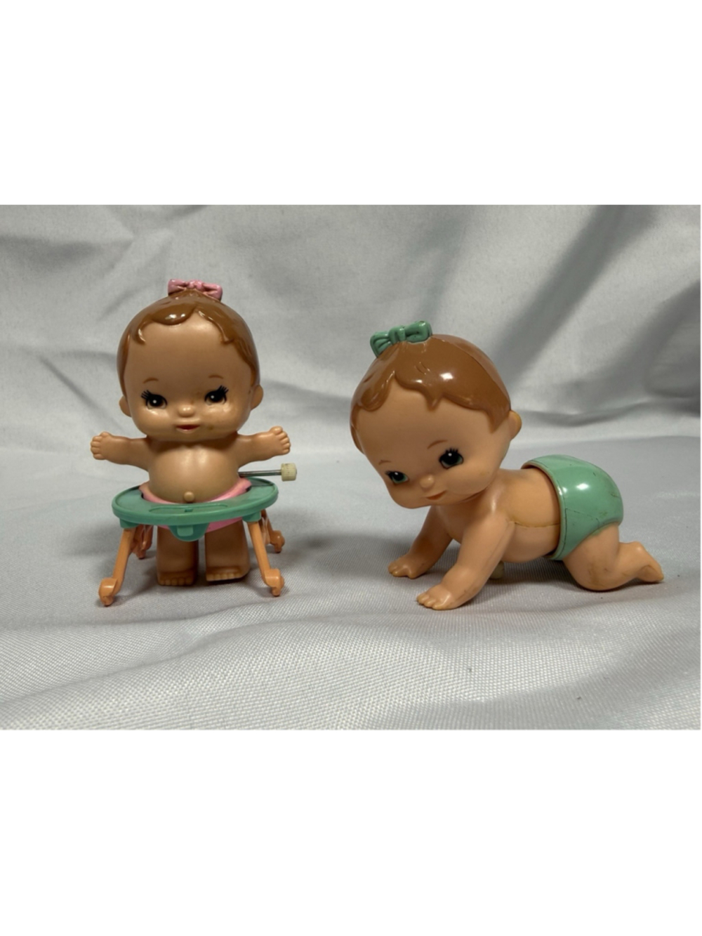 2 Vintage Tomy Wind Up Crawling Baby & Walker Baby 1977!